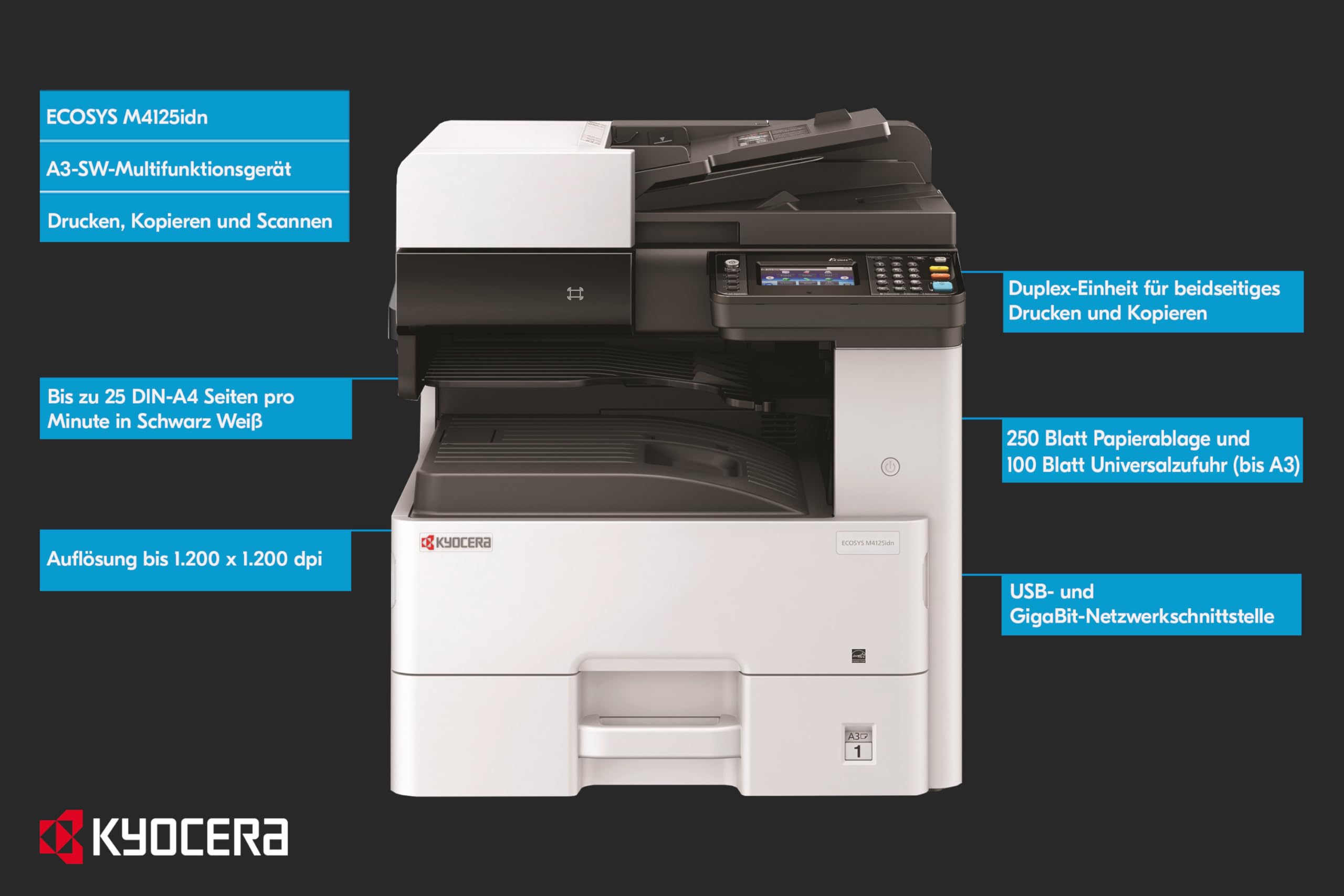 Amazon.com: Kyocera 1102P22US0 Model ECOSYS M4125idn Monochrome A3